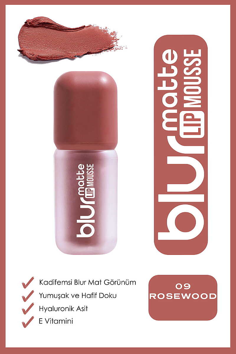 Golden Rose Blur Matte Lip Mousse 09 Rosewood - Velvety Matte Liquid Lipstick