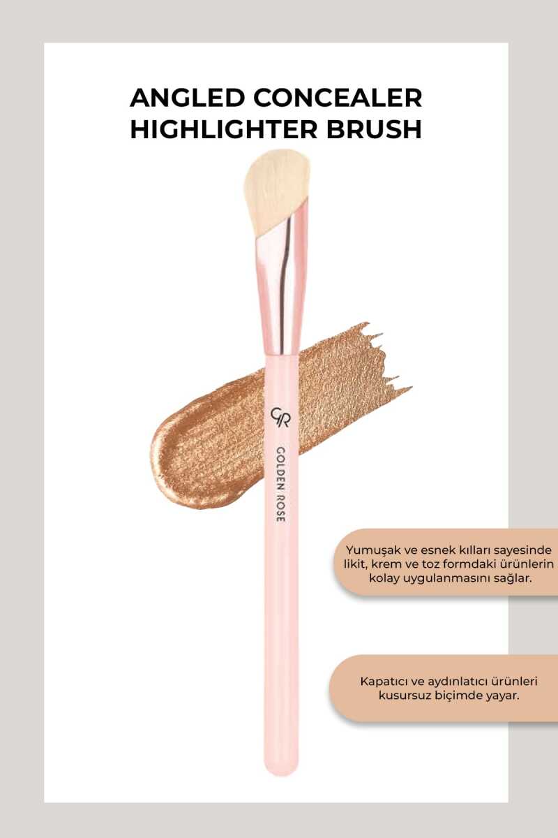 Golden Rose Angled Concealer &amp; Highlighter Brush for Flawless Blending