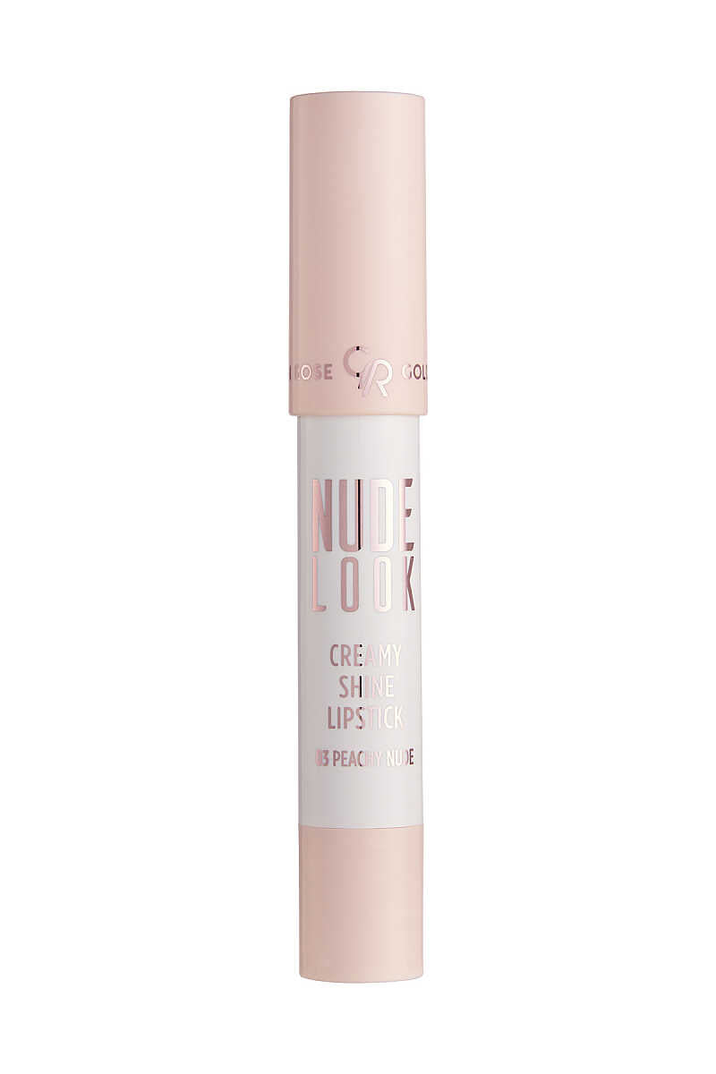 Golden Rose Nude Look Creamy Shine Lipstick 03 Peachy Nude, Pencil Lipstick