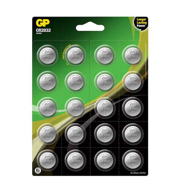 GP CR2032 Lithium Coin Cell Batteries 20-Pack