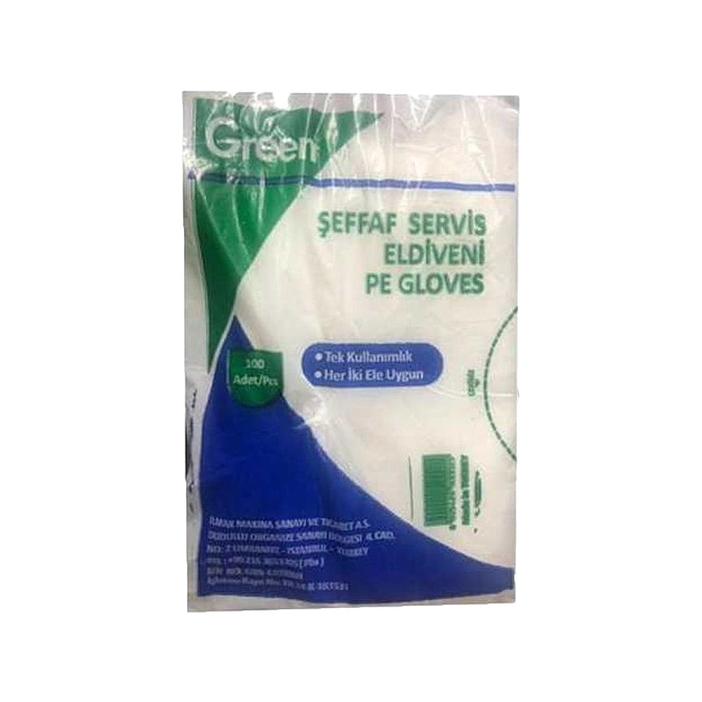 Green Disposable Clear Serving Gloves for Food & Cleaning 100-Pack
