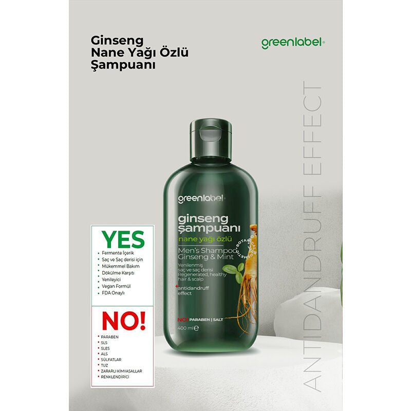 Greenlabel Ginseng & Peppermint Oil Men's Shampoo 400 ml