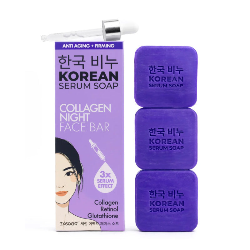 Greenlabel Korean Serum Soap Collagen Night Face Bar 3x60g