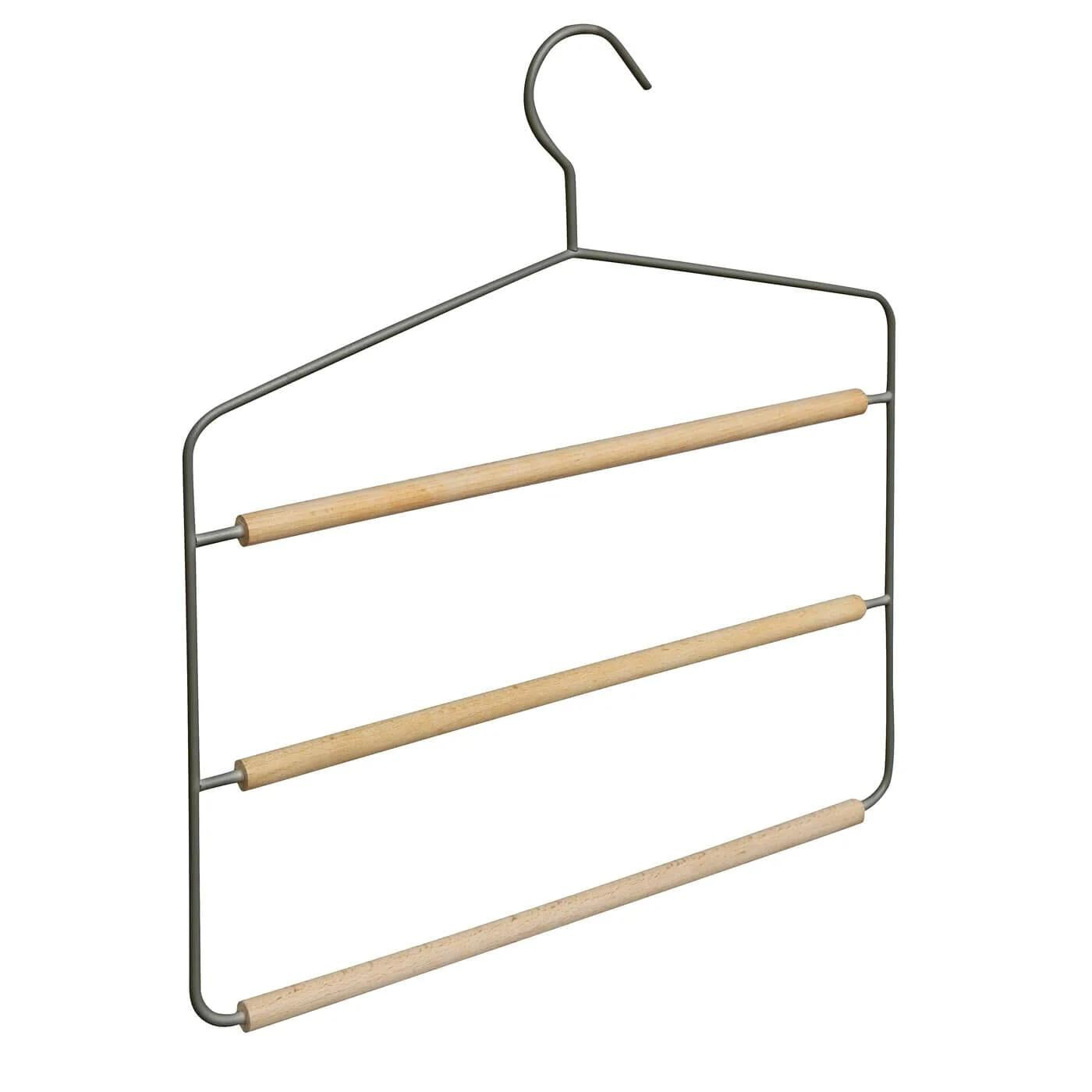 Ideenwelt Multi-Tier Pants Hanger with Wood Details 3-Pack