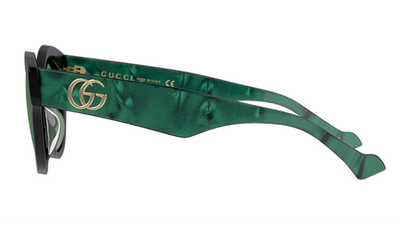 Gucci 0957S 001 Black & Green Square Sunglasses 51-19