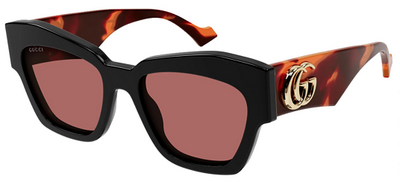 Gucci GG1422S 005 Black Bone Square Sunglasses 55mm