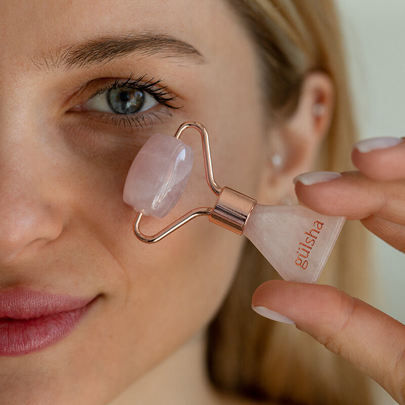 Gulsha Rose Quartz Eye Massage Roller for Fine Lines 1 pc