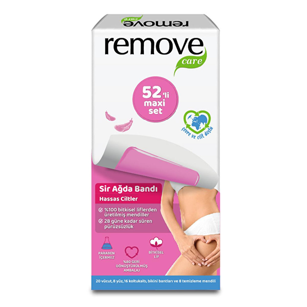 Remove Care Maxi Set: Sensitive Skin Wax Strips for Face, Body, Bikini - 52 Count | Long Lasting, Easy to Use Hair Removal Remove Care Wax Strips: Sensitive Skin Hair Removal - 52 Count wax strips, hair removal wax, sensitive skin wax, body wax strips, face wax strips, bikini wax strips, underarm wax strips, easy to use wax, long lasting hair removal, wax strips with cleansing wipes, hair removal, waxing, sensitive skin, body wax, face wax, bikini wax, underarm wax, easy wax, long lasting hair removal, clea