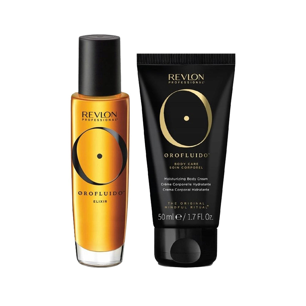 Revlon Orofluido Argan Elixir and Body Cream Set - Nourishing Hair and Body Care with Argan Oil - Body Lotion