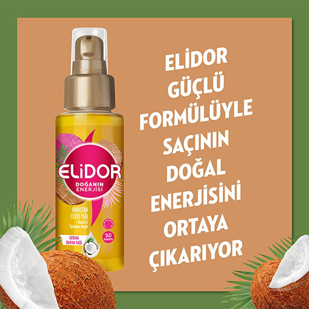 Elidor Coconut Oil Hair Serum: Damage Repair, Strengthening & Shine - Natural, Paraben-Free Formula, Lightweight & Nourishing - 2.7 fl oz Elidor Coconut Oil Hair Serum - Repair & Shine hair serum, coconut oil hair serum, damage repair hair serum, hair strengthening serum, natural hair serum, paraben-free hair serum, hair care coconut oil, hair repair oil, Elidor hair serum, hair oil, coconut oil, hair repair, strengthening, shine, hydration, natural hair care, paraben free, recyclable, eco-friendly, hair tr