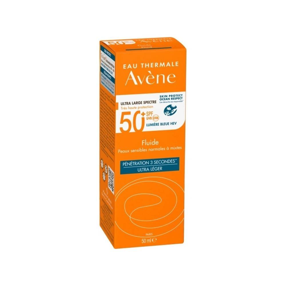 Avene Solaire SPF50+ Fluid Ultra Light Sunscreen for Sensitive Skin - 1.69 fl oz Avene Solaire SPF50+ Fluid Ultra Light Sunscreen - 1.69 fl oz SPF 50+ sunscreen, ultra-light sunscreen fluid, sunscreen for sensitive skin, anti-aging sunscreen, water-resistant sunscreen, Avene Solaire, facial sunscreen, daily sun protection, sensitive skin care, anti-blue light sunscreen, non-greasy sunscreen, sunscreen for normal skin, sunscreen for combination skin