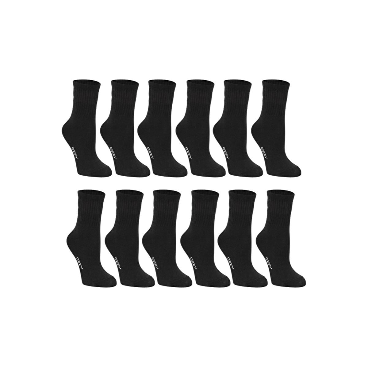 Ozzy Socks Women's 12-Pack Plain Black Socks - Comfortable Cotton Blend, Size 36/40 Ozzy Socks Women's 12-Pack Black Socks women's socks, black socks, plain socks, cotton socks, 12-pack socks, comfortable socks, durable socks, versatile socks, women's footwear, casual socks