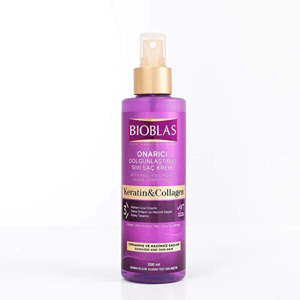 Bioblas Collagen Keratin Hair Care Serum for Thin & Volumeless Hair - 6.76 fl oz Bioblas Collagen Keratin Hair Serum for Thin Hair hair care product, collagen hair treatment, keratin hair serum, natural hair care, volumizing hair product, hair nourishment, hair repair, thin hair, volumeless hair, damaged hair, natural ingredients, dermatologically tested, hair serum, hair care serum