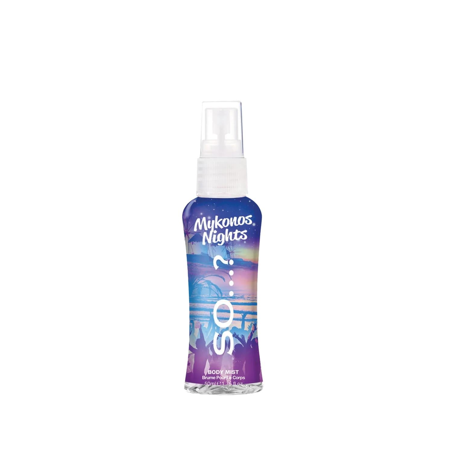 So…? Mykonos Night Body Spray 50ml - Long-Lasting Fragrance for Personal Care So…? Mykonos Night Body Spray 50ml - Unique Fragrance Body Spray, Mykonos Night fragrance, So…? brand, 50 ml body spray, Personal care products, Long-Lasting Fragrance, Unique Scent, Convenient Size, Easy Application, Luxury Fragrance, Personal Hygiene, Perfume, Fragrance for Men, Fragrance for Women, Gift Ideas