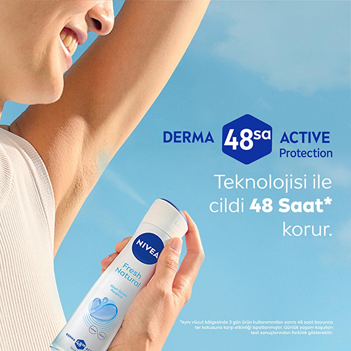 NIVEA Women's Fresh Natural Deodorant Spray - 48-hour Protection, Aluminum-free & Powder-free NIVEA Women's Fresh Natural Deodorant Spray - 48hr Protection NIVEA Women's Deodorant Spray, Fresh Natural Deodorant, Aluminum-free Deodorant, 48-hour Deodorant Protection, Derma Active Protection Deodorant, Women's Personal Care, Natural Fragrance, Sensitive Skin Friendly, Dermatologically Tested, Long-lasting Freshness, Ocean Essences, Powder-free Deodorant