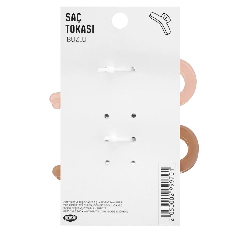 Eklips Frosted Figure Hair Clips Pink & Brown 2-Pack