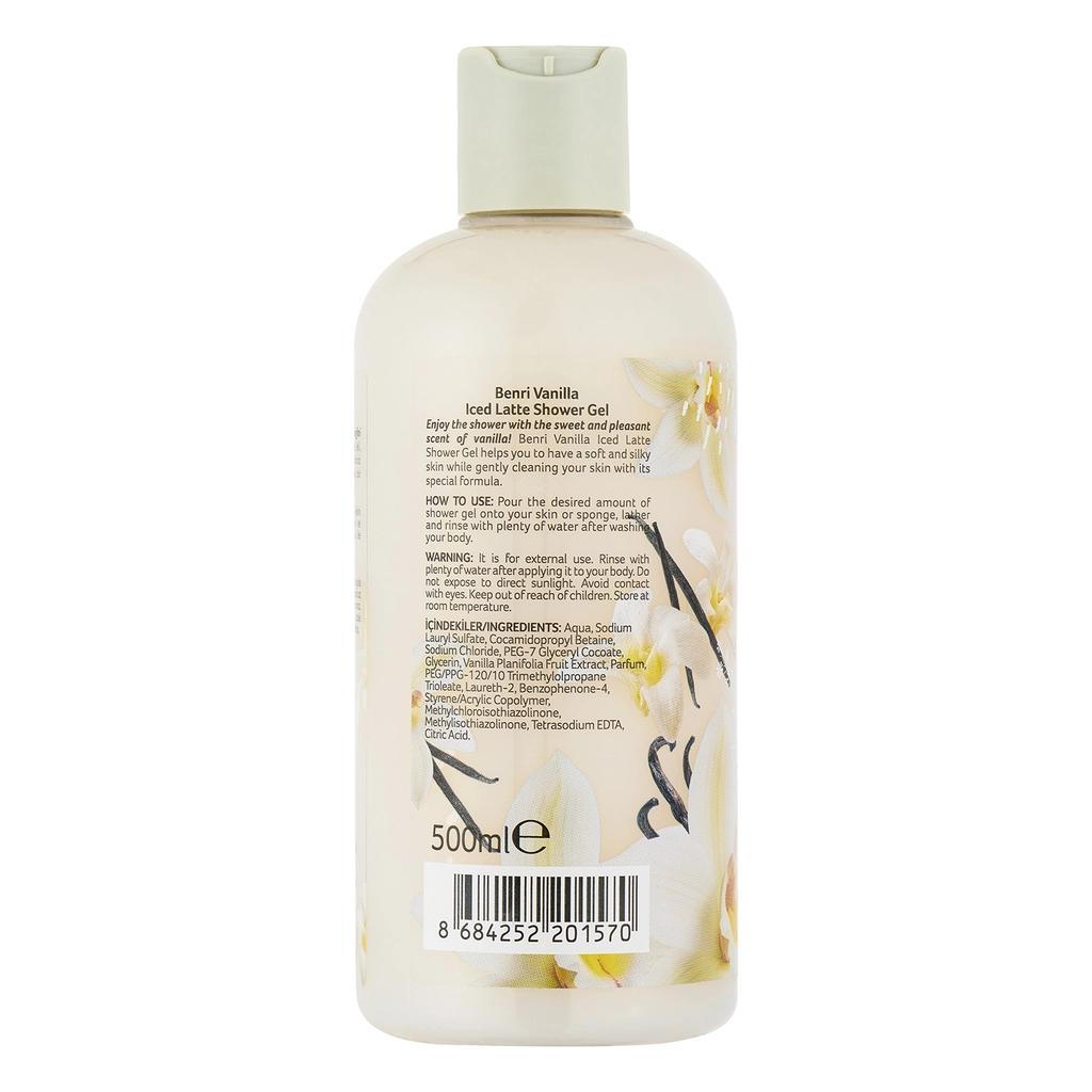 Benri Vanilla Iced Latte Shower Gel Hydrating Body Wash 500 ml