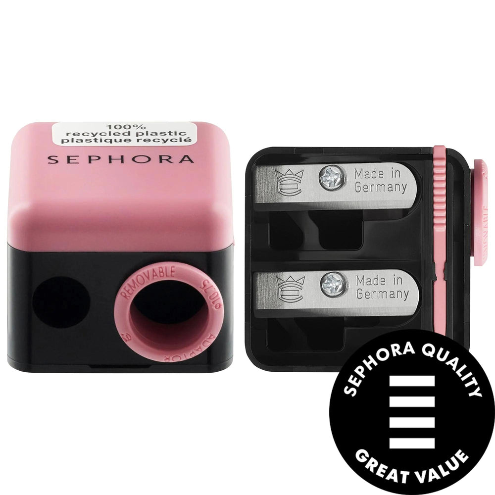 SmileMakers 3-in-1 Cosmetic Pencil Sharpener for Makeup Professionals - Eco-Friendly, Portable, and Precise for Multiple Pencil Sizes SmileMakers 3-in-1 Cosmetic Pencil Sharpener - Eco-Friendly & Precise cosmetic pencil sharpener, makeup tool, 3-in-1 pencil sharpener, recycled plastic beauty product, professional makeup accessories, eco-friendly makeup tools, portable pencil sharpener, beauty essentials, makeup kit organization, sustainable beauty products