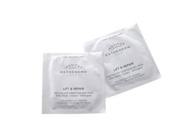 institut esthederm lift patches packaging, before and after applying institut esthederm lift patches, application of institut esthederm lift patches, Institut Esthederm Lift Patches close-up view Institut Esthederm Lift Patches - Intense Eye Treatment | 10x2 ml Institut Esthederm Lift Patches - Eye Treatment | 10x0.07 fl oz institut-esthederm, lift-patches, eye-care, beauty-products, anti-aging, skin-care, dark-circles, puffiness, ai-generated, beauty-seekers