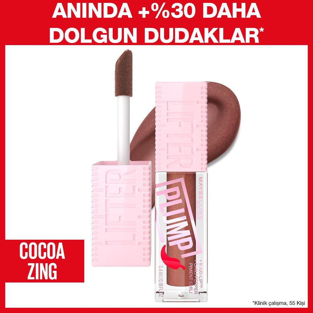 Maybelline Lifter Plump Lip Gloss - Coca Zing, Instantly 30% Fuller Lips, Long-Lasting Plumping Effect - Lip Gloss