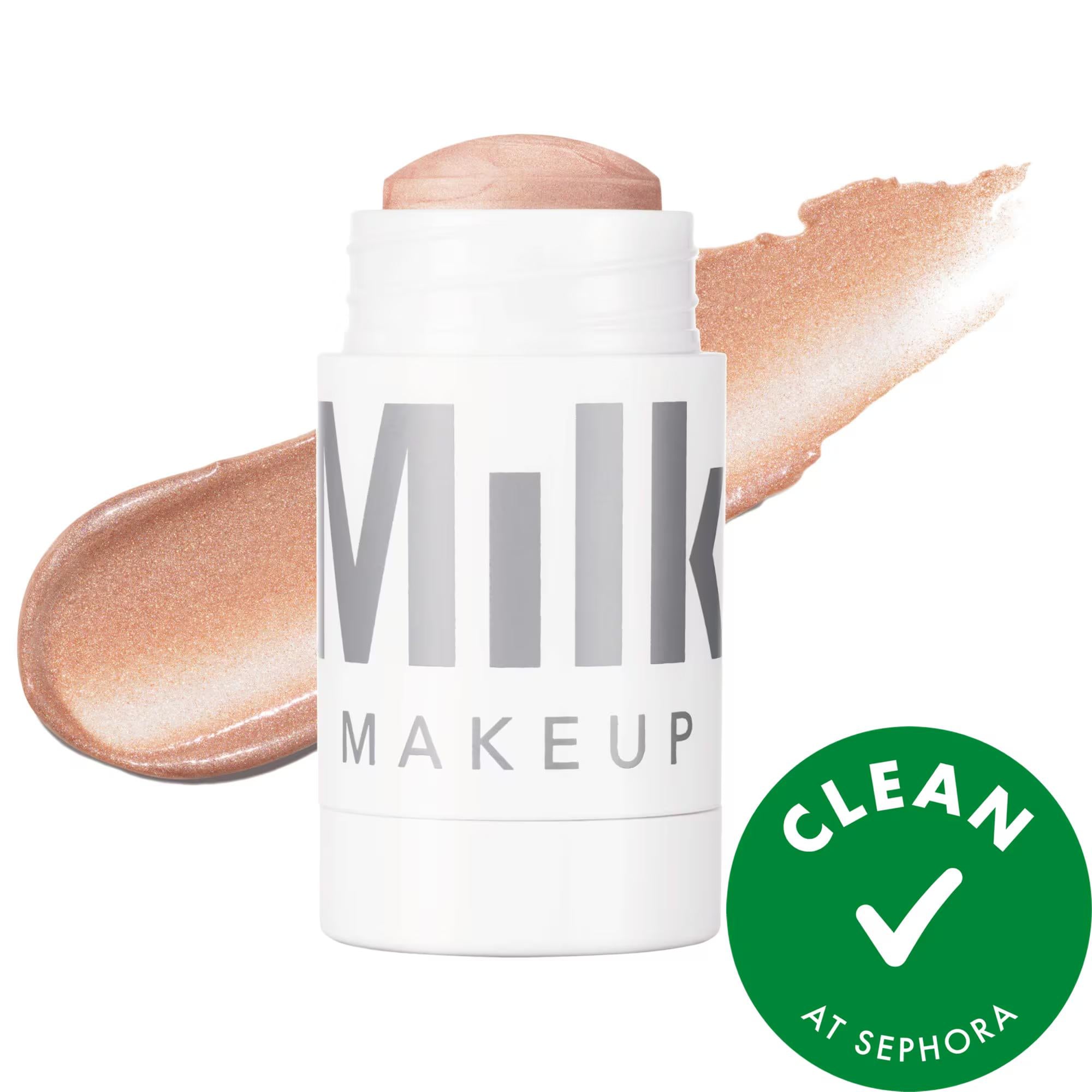 Milk Makeup Dewy Cream Highlighter Stick - Shimmering Champagne Glow, Hydrating &amp; Portable Clean Beauty Milk Makeup Cream Highlighter - Dewy Glow, Clean Beauty cream highlighter, dewy highlighter stick, clean beauty highlighter, shimmer highlighter, natural glow highlighter, hydrating highlighter, champagne highlighter, portable highlighter, milk makeup, cruelty free highlighter, highlighter, luminizer, face makeup, makeup, beauty, radiant glow, skincare, mango butter, peach nectar, avocado oil, buildable h