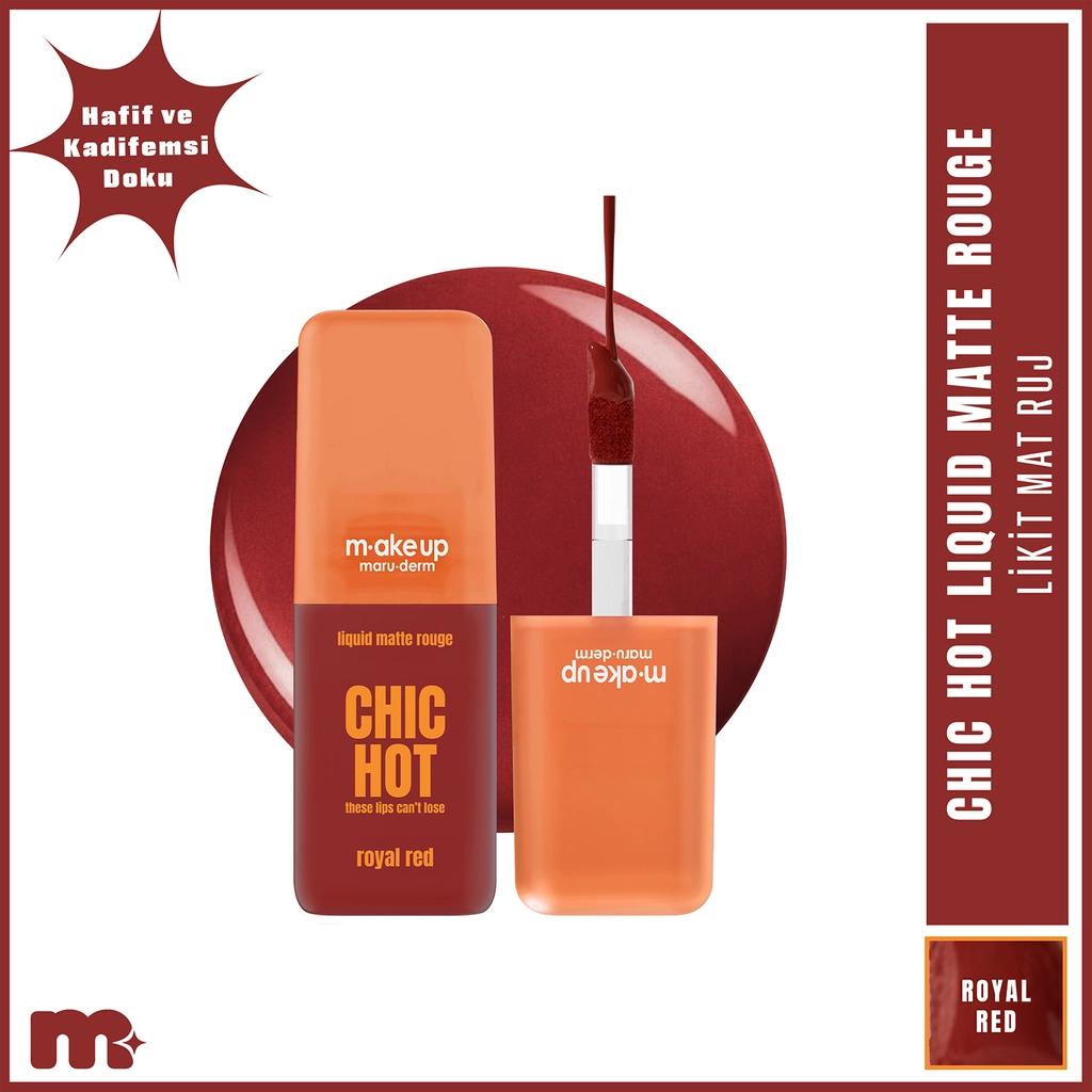 Maruderm Make Up Chic Hot Liquid Matte Lipstick Royal Red