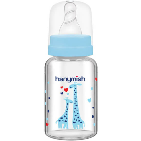 Hanymish Glass Baby Bottle for Easy Feeding 125 ml
