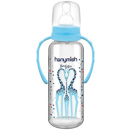 Hanymish 402 Glass Baby Bottle with Handles 240 ml