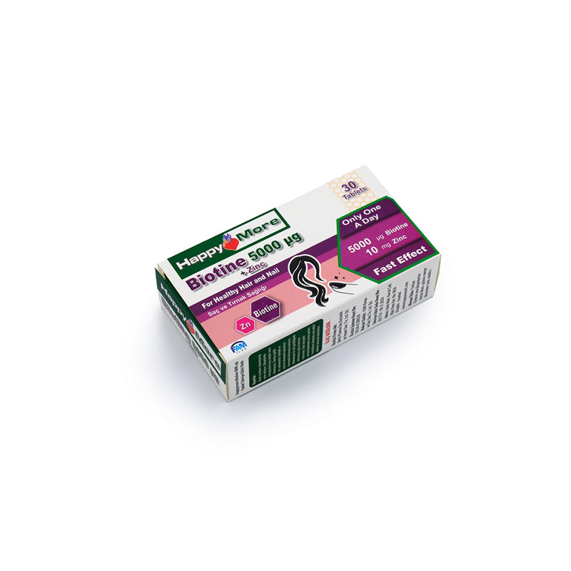Happymore Biotin & Zinc Daily Support Supplement 30 Tablets