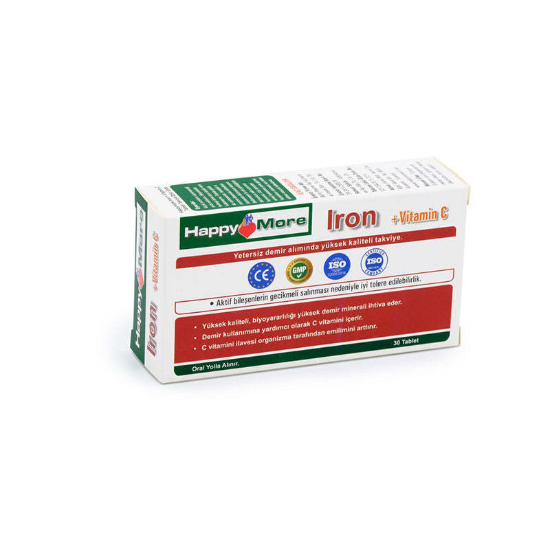 Happymore Iron &amp; Vitamin C Daily Supplement 30 Tablets
