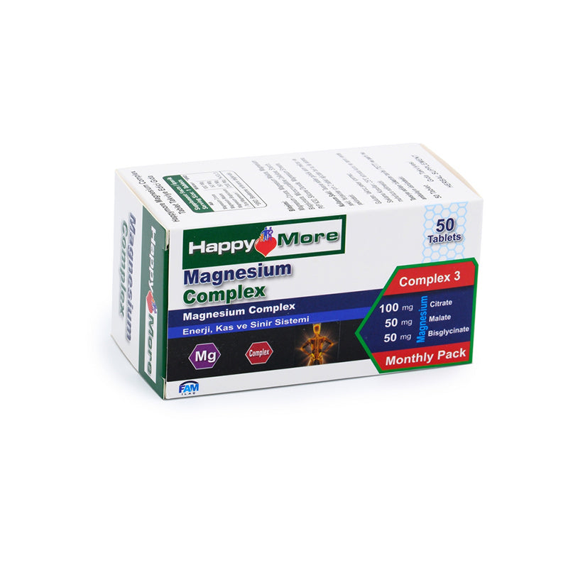 Happymore Magnesium Complex Triple Support Supplement 50 Tablets
