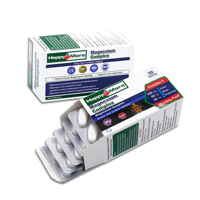 Happymore Magnesium Complex Triple Support Supplement 50 Tablets