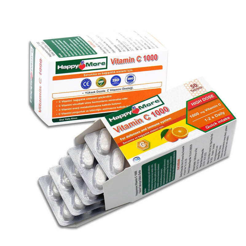 Happymore Vitamin C 1000mg Daily Supplement 50 Tablets