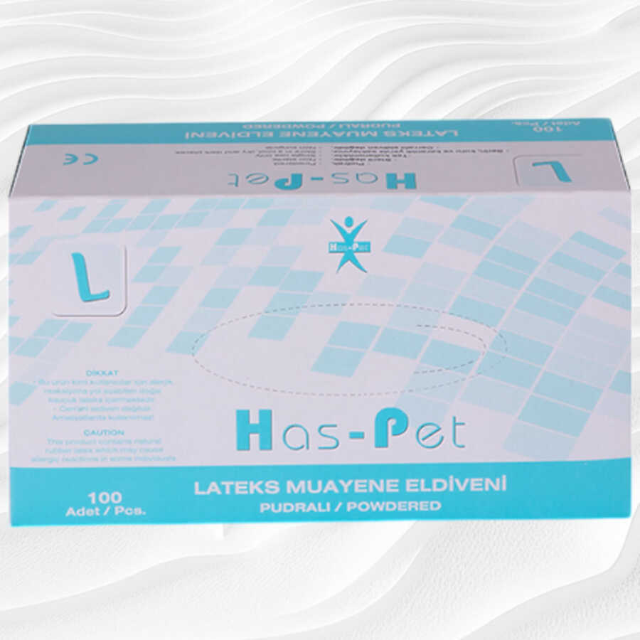 Haspet Powdered Latex Disposable Gloves Large 100 Count