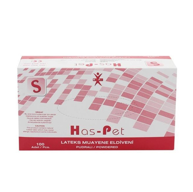 Haspet Latex Powdered Examination Gloves Small 100 Count