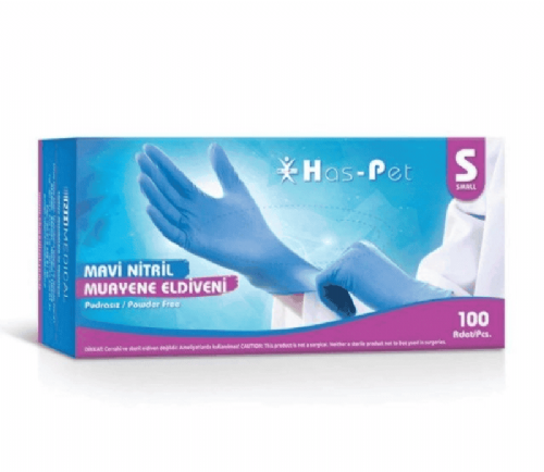 Haspet Blue Nitrile Powder-Free Gloves Small 100 Count