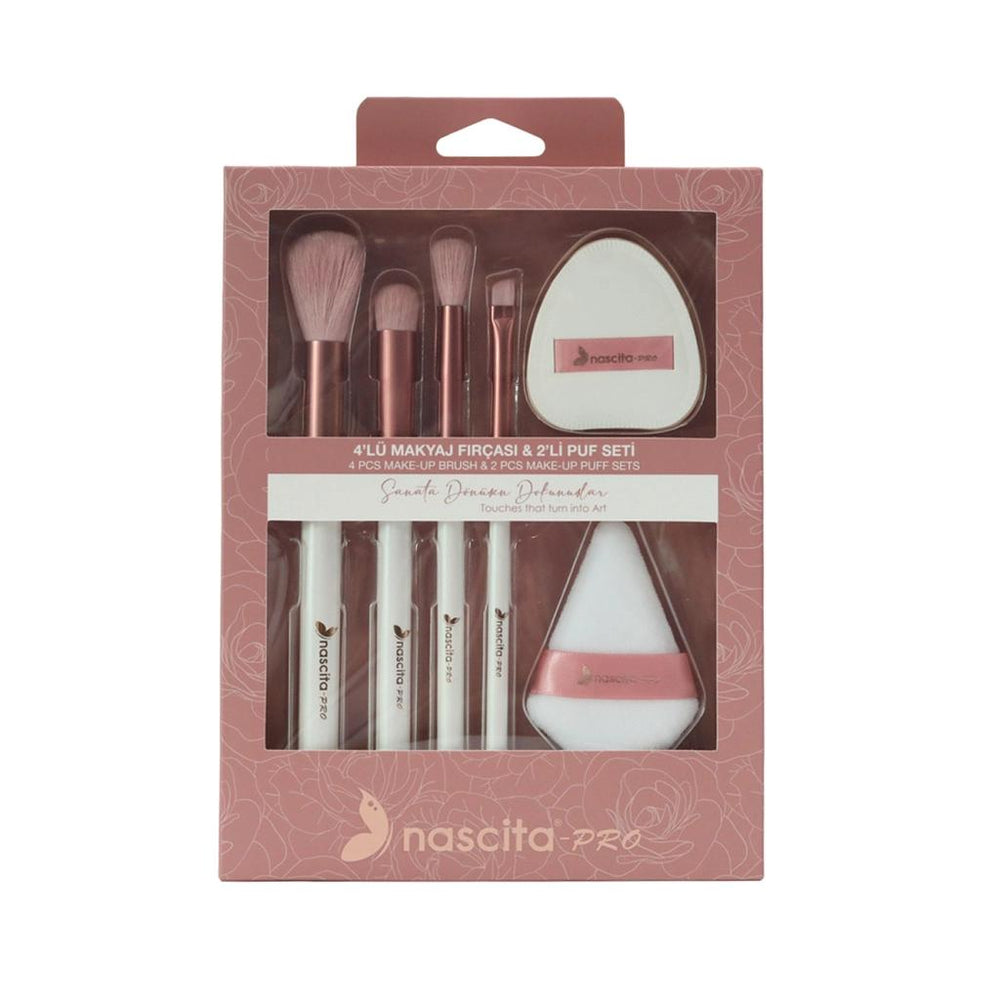 Nascita 4-Piece Makeup Brush & 2-Piece Puff Set