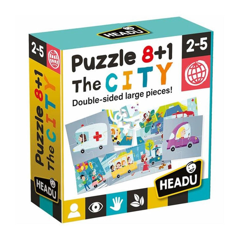 Headu 8+1 Double-Sided My City Puzzle for Toddlers 2-5 Years