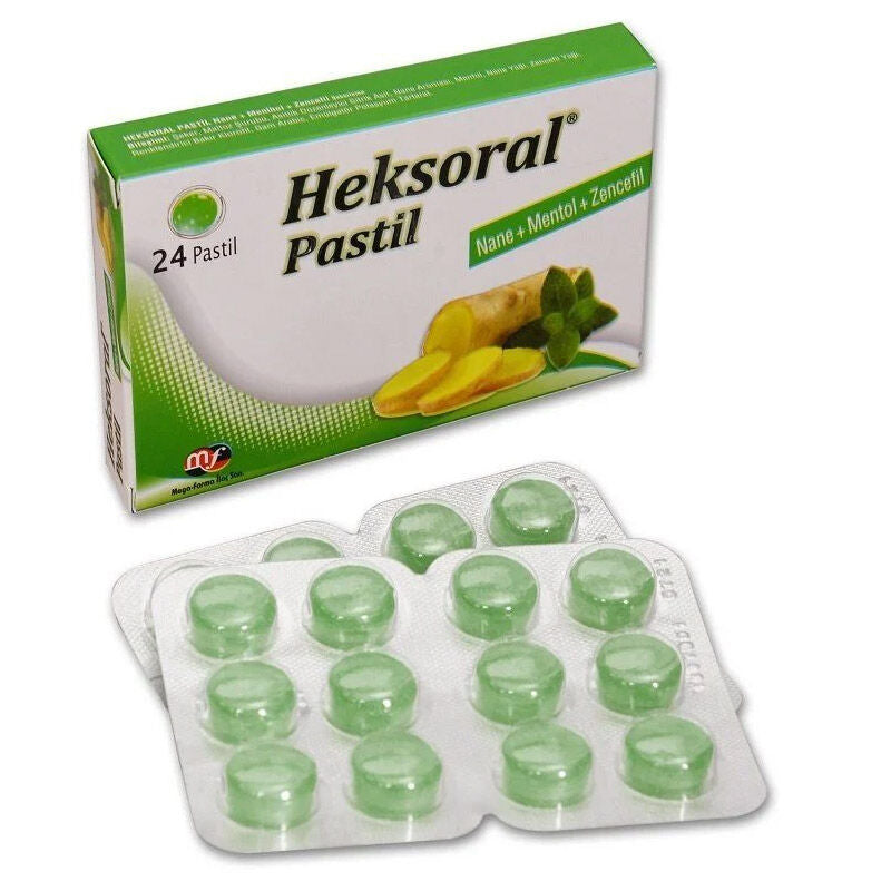 Mega Farma Heksoral Mint &amp; Ginger Lozenges 24 Count
