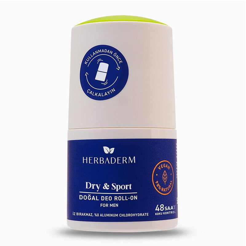 Herbaderm Dry Sport Natural Deo Roll On for Men 50 ml