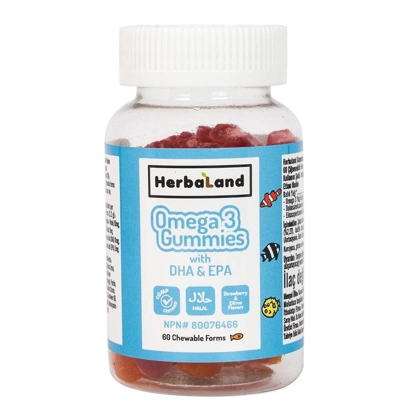 Herbaland Omega 3 Gummy Vitamins for Kids 60 Count