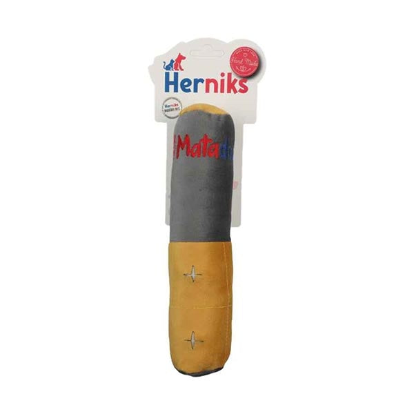 Herniks Rull Squeaky Embroidered Dog Toy Grey 25cm