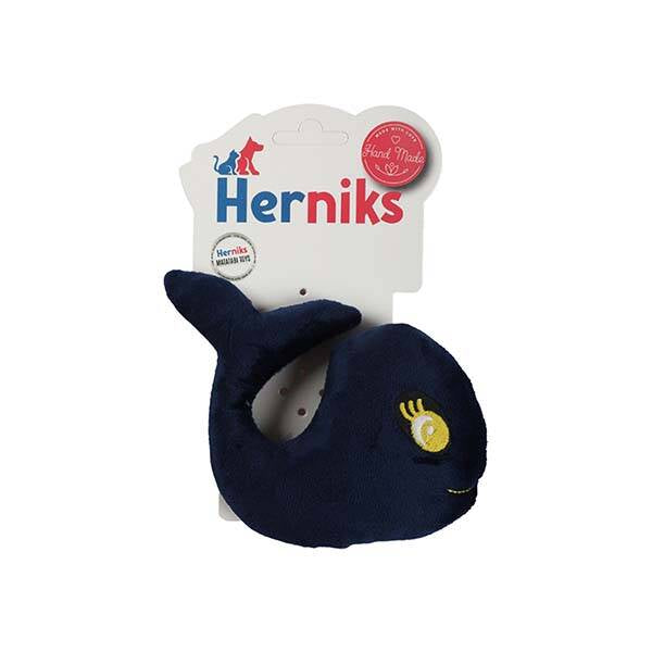 Herniks Whali Squeaky Fabric Dog Toy with Embroidery Navy 15cm