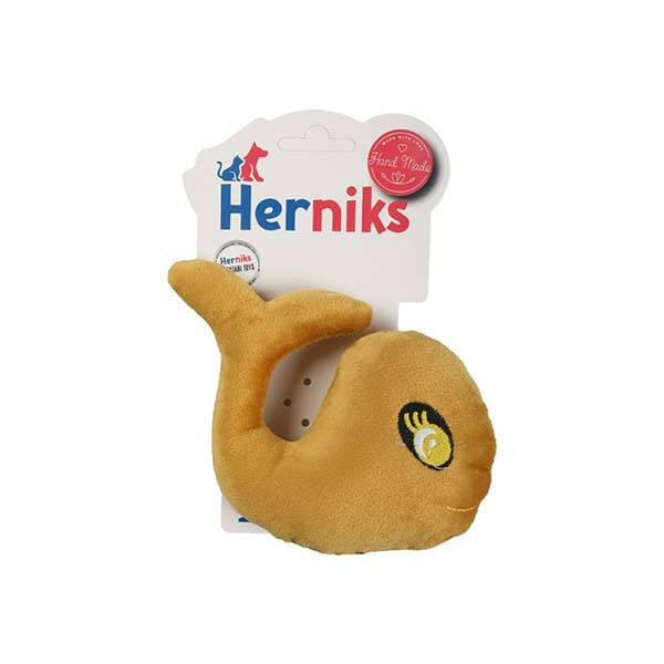 Herniks Whali Squeaky Fabric Dog Toy with Embroidery Yellow 15cm