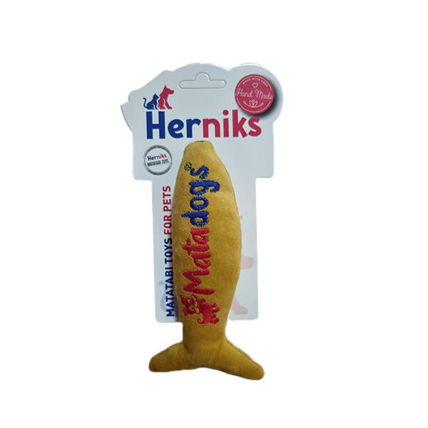 Herniks Fishy Squeaky Plush Dog Toy Yellow 17cm
