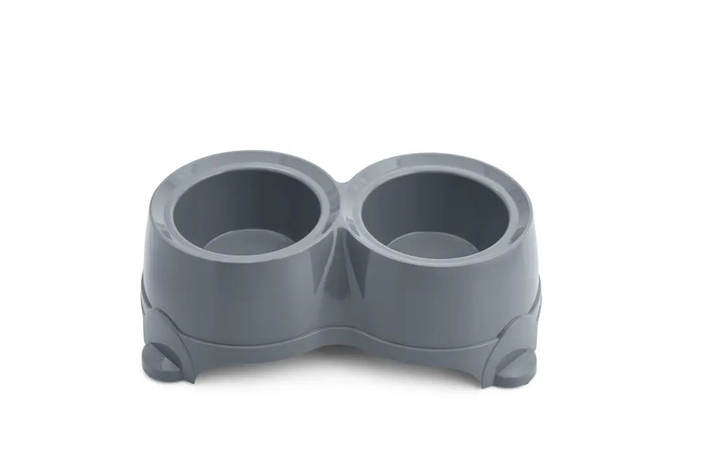Herniks Troy Duo Double Pet Food & Water Bowl Grey 700ml