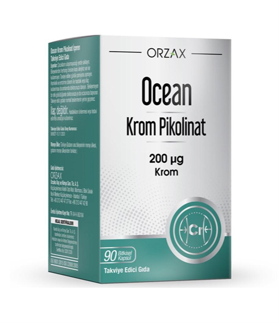 Orzaks Ocean Krom Pikolinat 90 Kapsül - Chromium Picolinate Supplement for Nutritional Health Support - Vitamin & Supplement