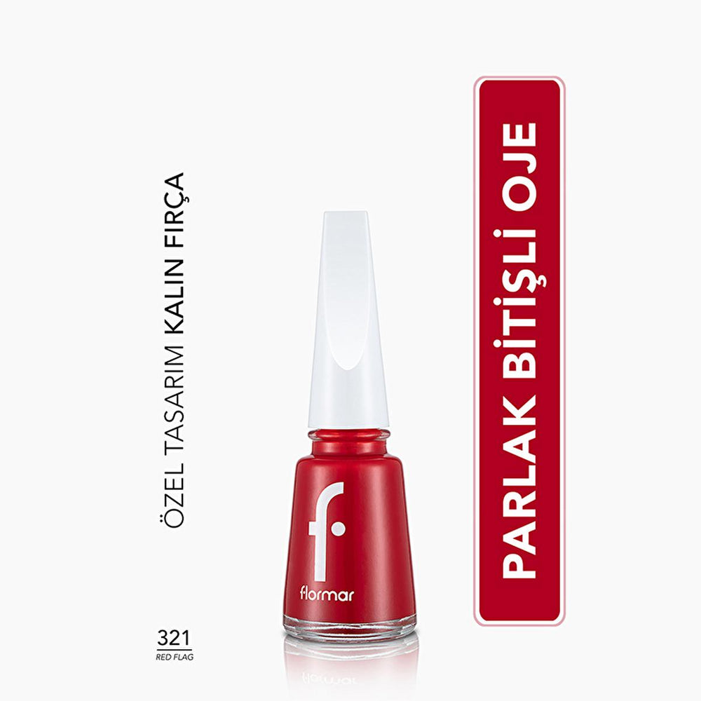 Flormar Nail Enamel - Long-Lasting, Nourishing Nail Polish with Magnesium & Calcium - Red Flag (321) - view 3