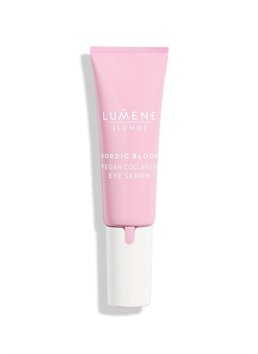 lumene vegan collagen eye serum 10 ml bottle, application of lumene vegan collagen eye serum Lumene Vegan Collagen Eye Serum - Revitalizing Formula | 10 ml Lumene Vegan Collagen Eye Serum | 10 ml lumene, eye-serum, collagen-serum, vegan-skincare, anti-aging, skin-care, moisturizer, hydrating, smooth-skin, ai-generated