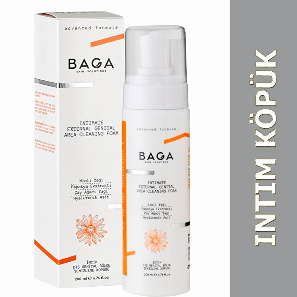Baga Gentle Genital Hygiene Foam - pH Balanced, Soap-Free, Soothing Chamomile & Aloe Vera - 6.76 fl oz - Soap